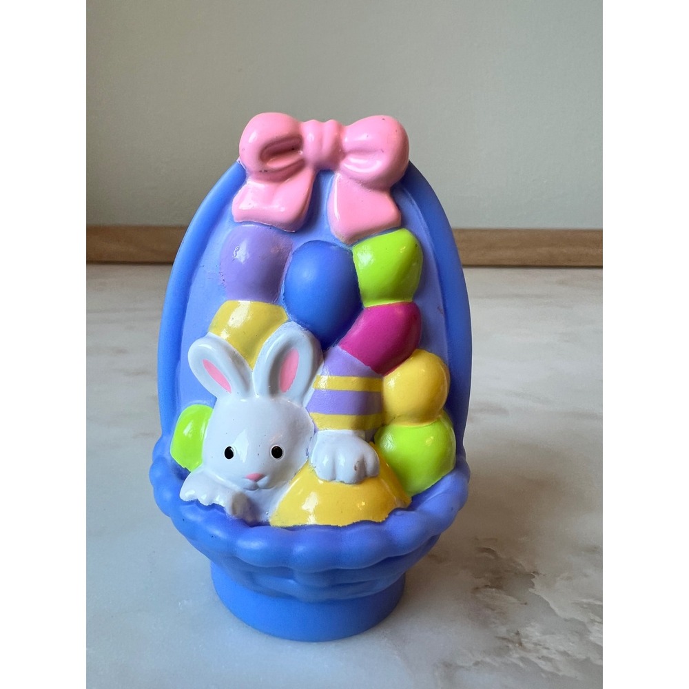 2008 Little People Purple Basket White Bunny Pink Bow Multi Colored Easter Eggs